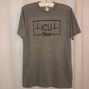 ICU Nurse M Gray Telemetry Strip Short Sleeve Tee